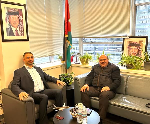 مدير الملكية الأردنية في نيويورك يستقبل رئيس ملتقى النشامى ومستشاره استقبل السيد محمد مراغا مدير الملكية الأردنية في نيويورك